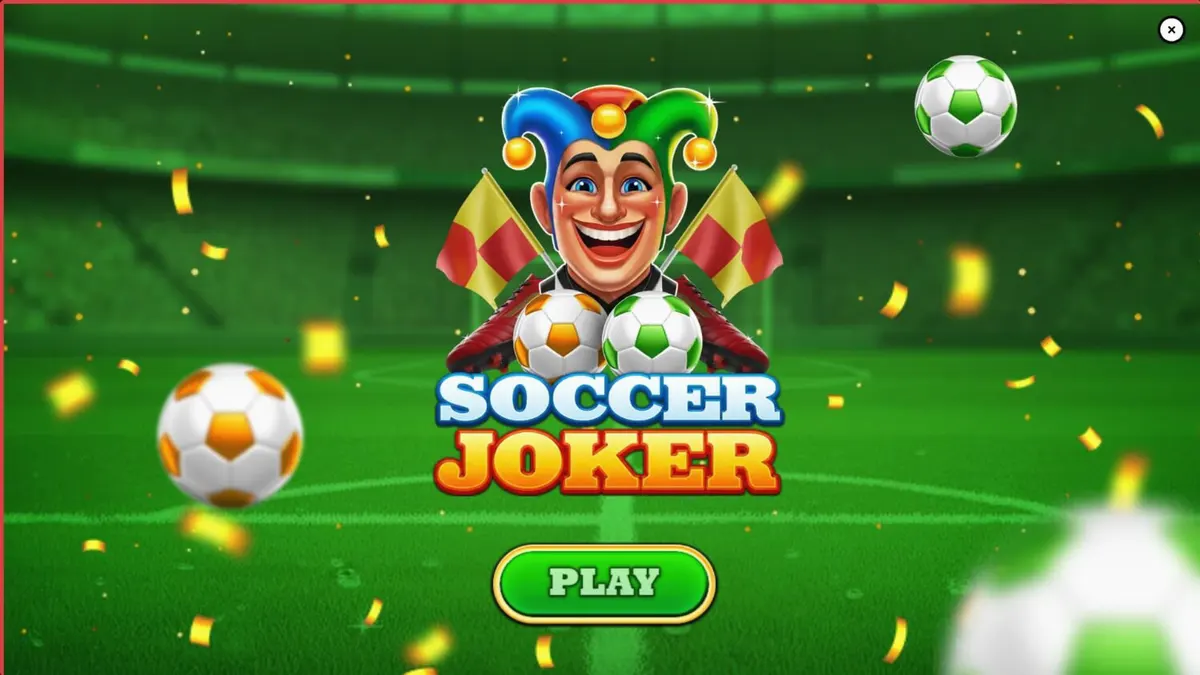 Interface do jogo de slot Soccer Joker com elementos de futebol e neon